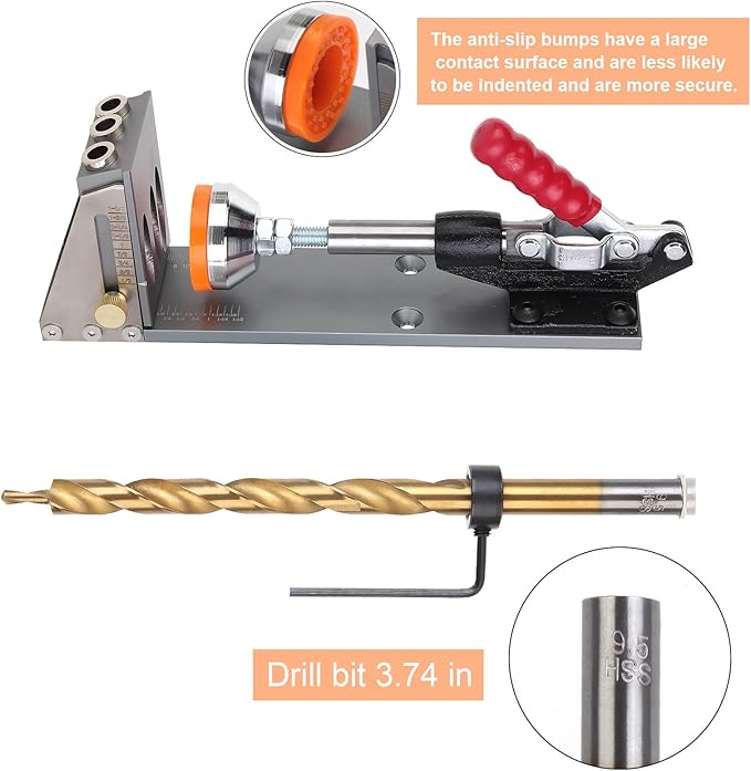 Kosmi pocket hole jig Kit,Professional Woodworking Dowel Jig Kit,Upgraded All-Metal Pocket Screw Jig for Carpentry Joinery Men,Set Jig Wood Woodwork Guides Joint Angle Tool Carpentry Locator