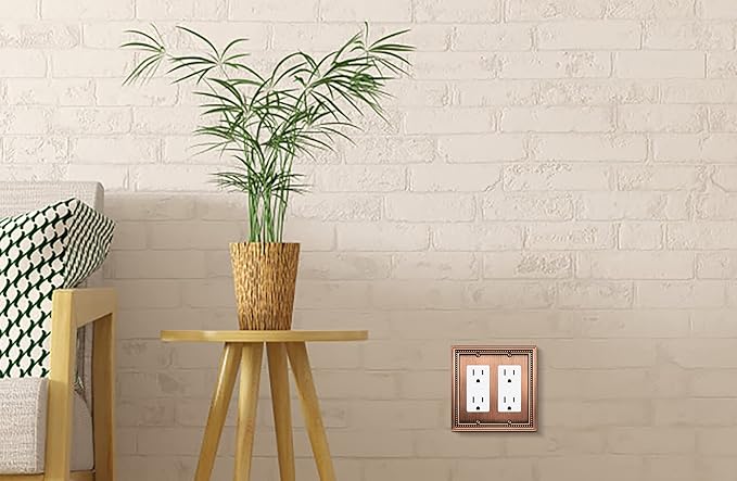 Henne Bery Sunken Pearls Heavdy Duty Decorative Wall Plate Switch Plate Outlet Cover (Double Decorator, Antique Copper)