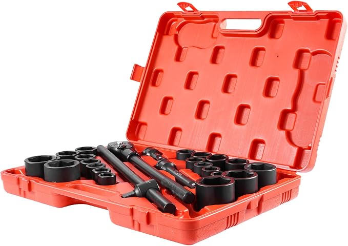 VEVOR Impact Socket Set, 3/4 Inches Socket Assortment, Drive Socket Set Impact Standard SAE (7/8 Inches to 2 Inches) & Metric Sizes (22 mm-50 mm), 27 Piece Standard Impact Sockets