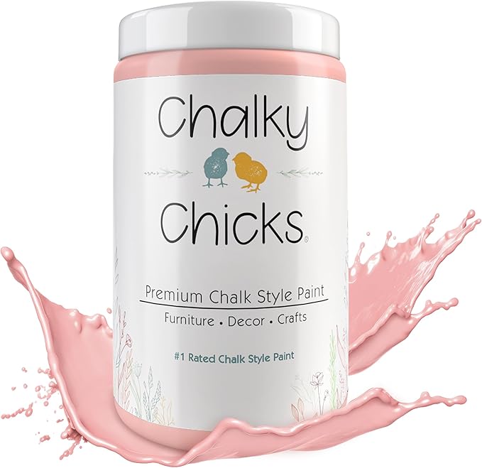 Chalky Chicks 32 Fl Oz Matte Sweet 16 (Pink) Chalk Paint for Furniture Without Sanding - No Prep Furniture Paint No Sanding All in One for Crafts, Wood, Walls, Cabinet, Metal, Dresser, Farmhouse