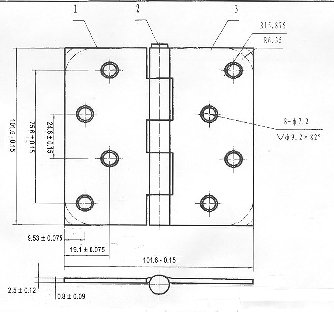 Richelieu Hardware 4" (102 mm) Full Mortise Butt Hinge for Interior Door, 822ANB, 2-Pack, Antique Nickel