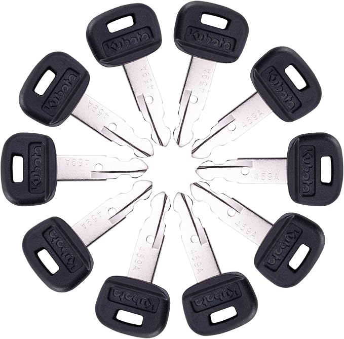 Aree 10PCS Kubota Key 459A RC411-53933 RC461-53930 Replacement for Ku-bota Mini Excavator Backhoe Skid Steer Track Loaders KX91-3 U15 U17 U25S U35 L39 L45 L47 L48 SVL75 SVL90 (10 Kubota Keys)