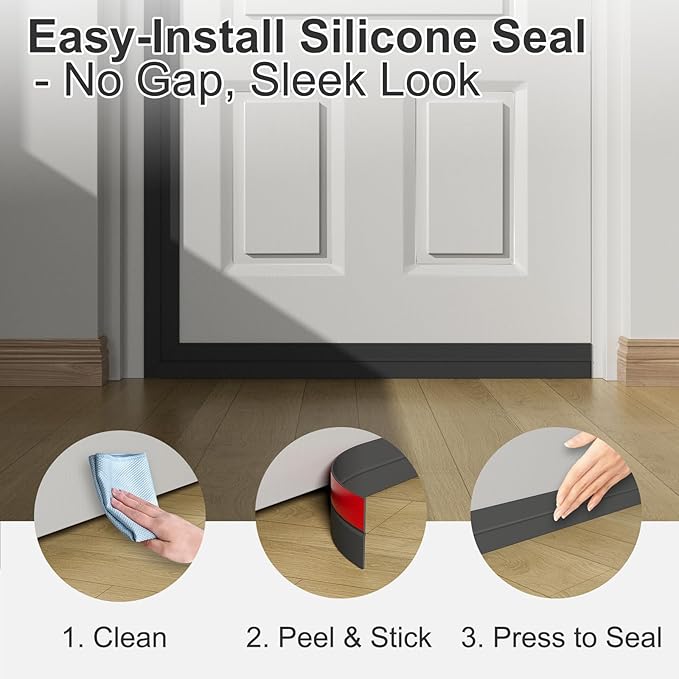 Elvone Heavy-Duty 20 ft x 2 in Weather Stripping, Door Draft Stopper Silicone Seal Strip for House and Glass Shower Doors for Collision and Side Gaps of Door and Windows, Black
