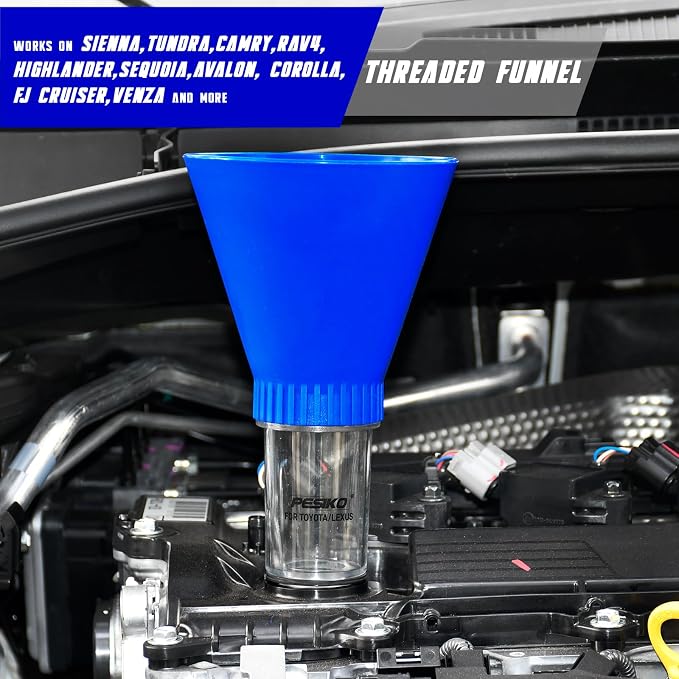 64mm Oil Filter Wrench, Drain Hose & Engine Oil Funnel for Toyota | Oil Filter Remover Tool, CNC Aircraft Aluminum, Lexus and Scion 2.0-5.7L Engine Cartridge Style
