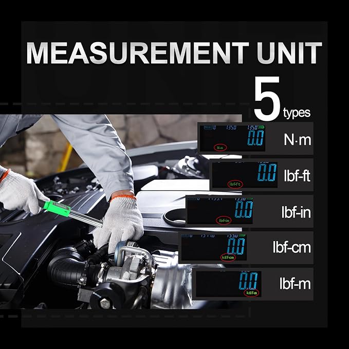 Electronic torque wrench, 1/2 Digital Torque Wrench 8-160FT-LB | 10-220N.M, Torque Range Accurate to 2%, Torque Wrench with Buzzer and LED Flash Notification for Bike/Motorcycle/Auto Repair