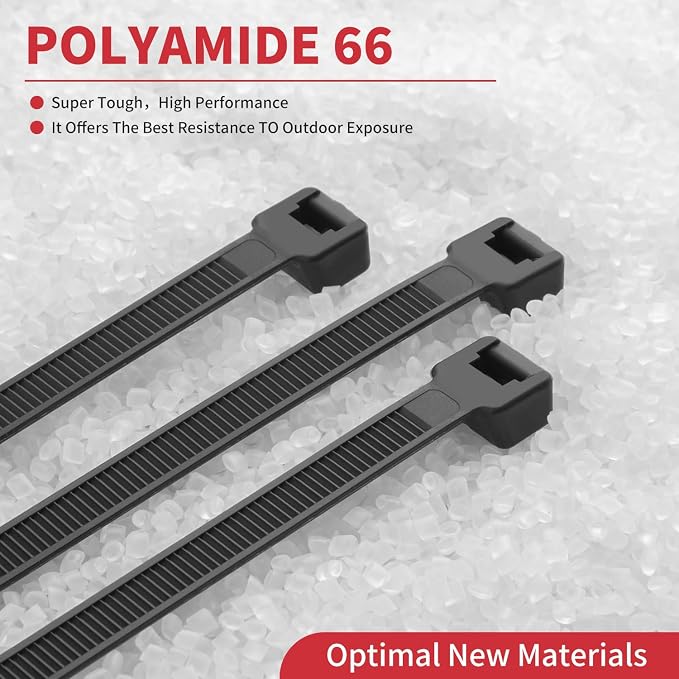 Zip Ties Heavy Duty, BethTie 500 Pack (8Inch) Black Cable Ties, Self-Locking Plastic Wire Ties with 120lb Tensile Strength, Black Nylon Zip Ties for Indoor