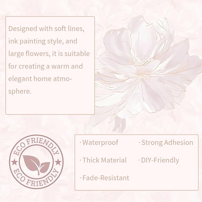 78.7"x17.3" Peel and Stick Wallpaper Pink Floral Boho Cute Contact Paper Pink Girly White Flower Wallpaper Removable Dorm Girls Wall Paper Self Adhesive Modern Kitchen Bedroom Vinyl Roll