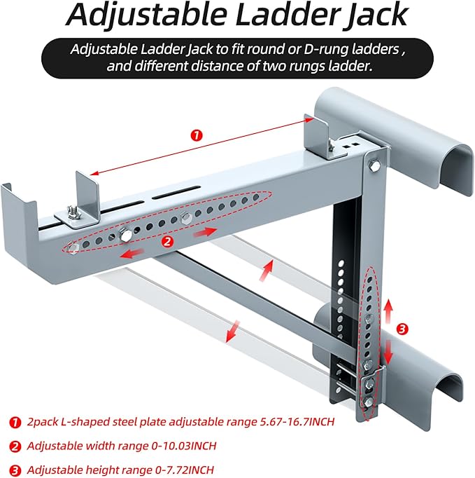 Colinktool Ladder Jacks,Short Body Ladder Jacks-2Pack, Siliver