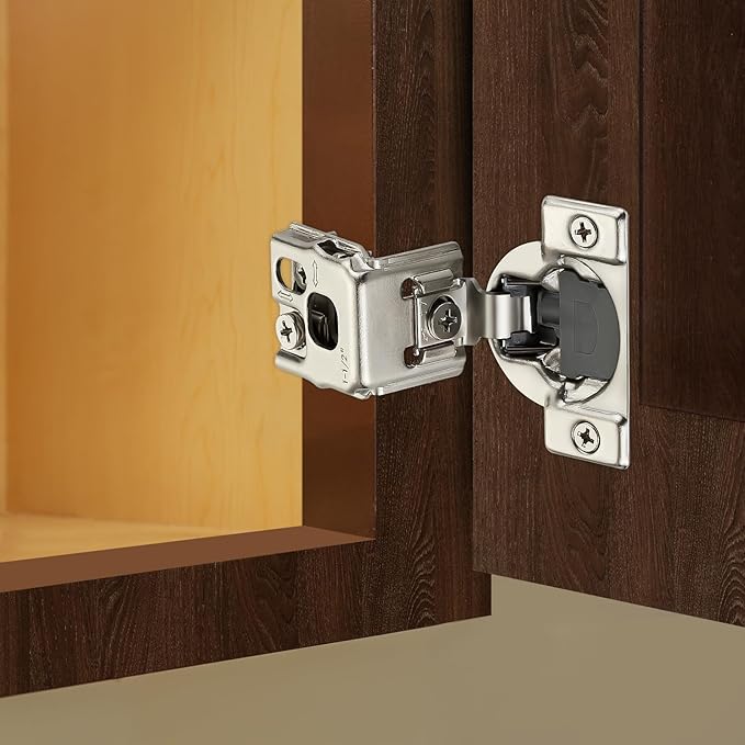 36 Pack (18 Pairs) 1-1/2" Overlay Soft Close Cabinet Hinges, Satin Nickel Stainless Steel Concealed Hinges with 3D Self-Closing for Face Frame Doors & Kitchens