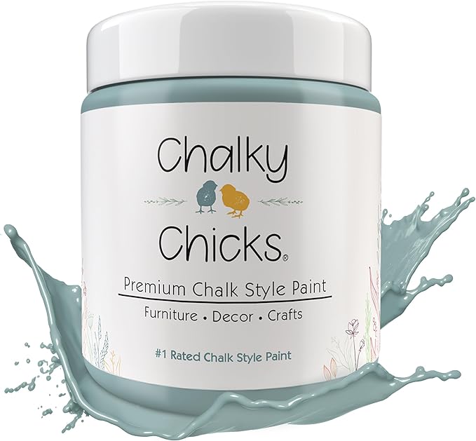 Chalky Chicks 16 Fl Oz Matte Stormy Seas (Light Blue) Chalk Paint for Furniture Without Sanding - No Prep Furniture Paint No Sanding All in One for Crafts, Wood, Cabinet, Metal, Dresser, Farmhouse