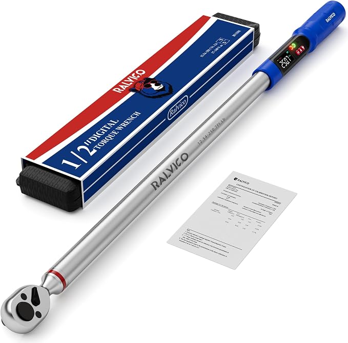 Digital Torque Wrench 1/2 Drive ±2% Accuracy Auto Truck SUV Repair | 12.54-250.7 ft-lb (17-340 N.m) LED Display 1000 Data Peak Track Preset LED & Buzzer Alert Quick Release Head for Car Wheel