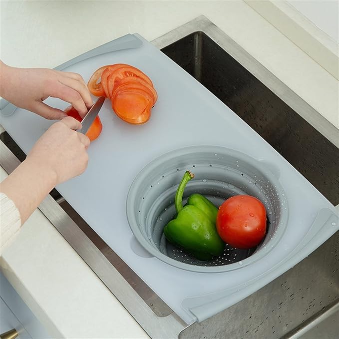 Draining Rack Kitchen Cutting Board Folding Storage Sink Drain Basket Multi Function Tray Filter Chopping Blocks Meat Vegetable Fruit Drainage