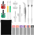 36 Pcs Sewing Machine Cleaning Kit Including Silicone Dense Hair Cleaning Brush, Tweezers, 2-Headed Brush, Screwdriver, Seam Rippers for Repair Clean Sewing Machine Repair Tools-Coldairsoap