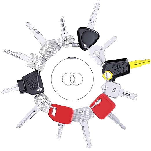 12 Heavy Equipment Keys Master Set, Construction Ignition Keys for CAT Caterpillar 5P8500 JCB 14607 Takeuchi H806 Hitachi John Deere Hyster 166 Komatsu 787 Volvo