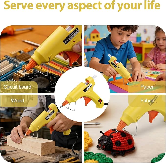 Mini Hot Glue Gun 10pcs Glue Stick Hot Glue Gun Set For Quick Repair Artist DIY Art Home 20w Yellow