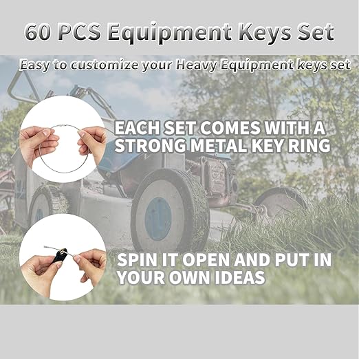 60PCS No-Duplicate Heavy Equipment Keys Master Set, Cat Key Set, Construction Ignition Key for CAT JLG Case JD Hyster