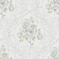 Ismoon Vintage Peel and Stick Wallpaper Floral Contact Paper Boho White and Grey Watercolor Damask Wallpaper Textured Removable Self Adhesive Vinyl Wall Paper for Bedroom, 17.3 in X 32.75ft