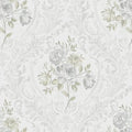 Ismoon Floral Peel and Stick Wallpaper Vintage White and Grey Contact Paper Boho Watercolor Damask Wallpaper Textured Removable Self Adhesive Vinyl Wall Paper for Bedroom, 17.3 in X 6.5 ft