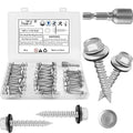 Metal Roofing Screws #14 × 1-1/2 Inch, 44-PCS, Hex Head Rustpert Coating Sheet Metal to Wood Siding Screw with EPDM Rubber Washer, Sharp Point, Hex Socket Included