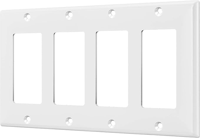 ENERLITES Decorator Light Switch or Receptacle Outlet Wall Plate, Gloss Finish, Size 4-Gang 4.50" x 8.19", Polycarbonate Thermoplastic, 8834-W, White, Standard Size