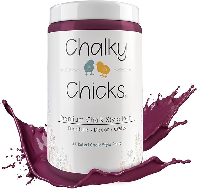 Chalky Chicks 32 Fl Oz Matte Logan Berry (Plum) Chalk Paint for Furniture Without Sanding, No Prep Furniture Paint No Sanding All in One for Crafts, Wood, Walls, Cabinet, Metal, Dresser, Farmhouse