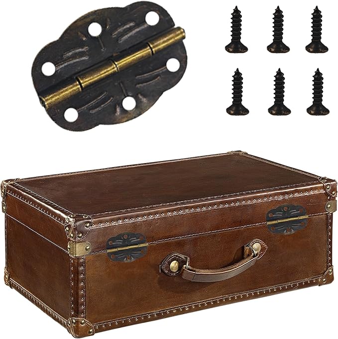 40PCS 30 * 22MM Small Box Hinges, Vintage Style Mini Hinge with Screws, Bronze Decorative Butt Hinges for Wooden Jewelry Box, Craft Case, Cabinet