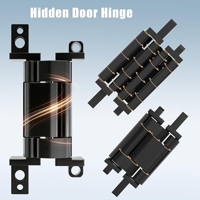 Hidden Door Hinge, 2 Pcs, Rotating Silent Design - Concealed Invisible Hinges Perfect for Invisible, Secret & Bookcase Doors, Ideal for DIY Carpenter, 3-Way Adjustable, Side Mount, 6in