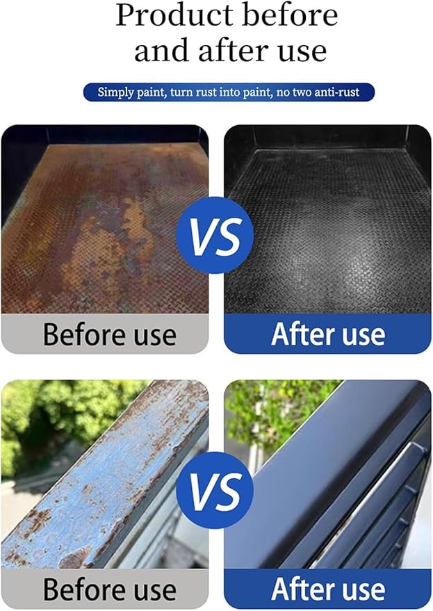 Weatherproof Rust Converter Paint for Metal, Rust Converter for Metal, Rust Remover for Metal & Primer, Water-Based Industrial Anti-Rust Paint with Tools (300g/10.7 Oz, Grey)