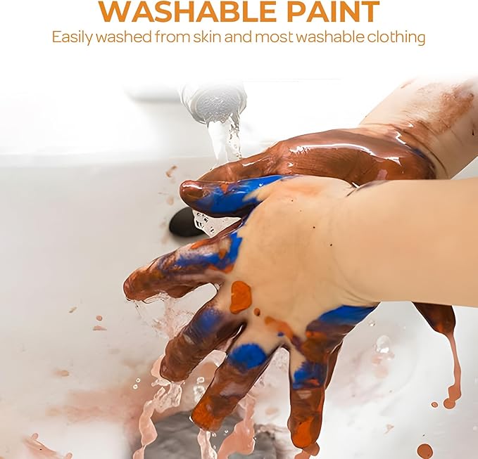 Nicpro 12 Colors Large Washable Paint Set for Kid (16.9oz), Acrylic Bulk Paint Supplies Non Toxic Tempera Paint for Art, Craft DIY, Poster & Finger Paint, School, Home, Teacher Classroom Must Haves