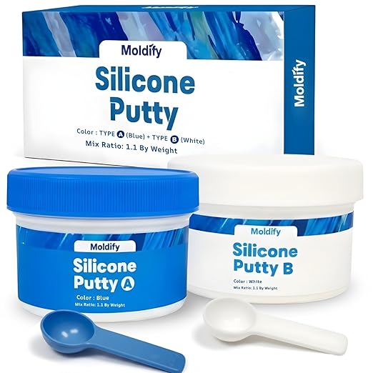 Silicone Putty Fast Set, (250ml Part A + 250ml Part B) | 40-Second Work Time | 2.0-Minute Cure | Easy 1:1 Mixing