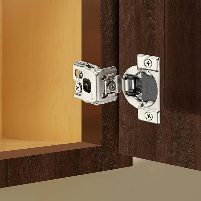 24 Pack (12 Pairs) 1-1/4" Overlay Soft Close Cabinet Hinges, Satin Nickel Stainless Steel Concealed Hinges with 3D Self-Closing for Face Frame Doors & Kitchens