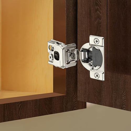10 Pack (5 Pairs) 1-1/4" Overlay Soft Close Cabinet Hinges, Satin Nickel Stainless Steel Concealed Hinges with 3D Self-Closing for Face Frame Doors & Kitchens