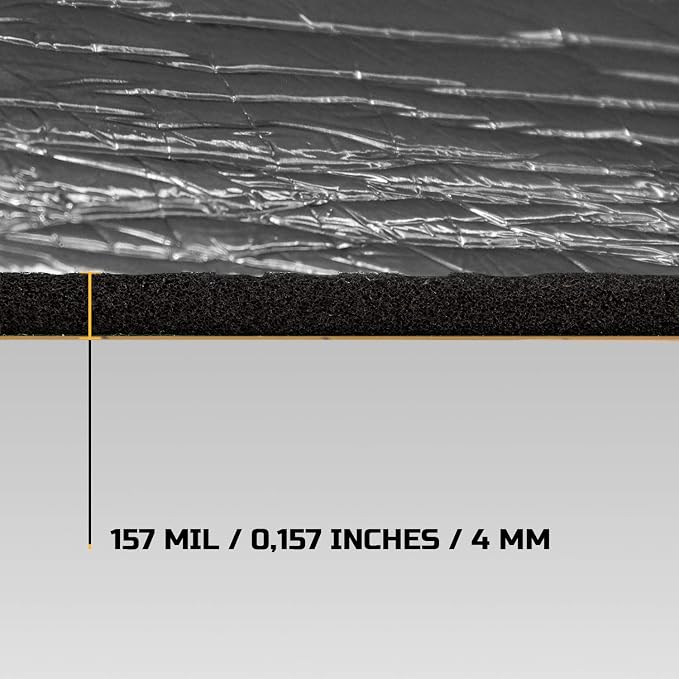 Siless Liner 157 mil (4 mm) 36 sqft Aluminum Foil Finish Car Sound Deadening & Heat Insulation Closed Cell Foam - PE Foam Sound Deadener