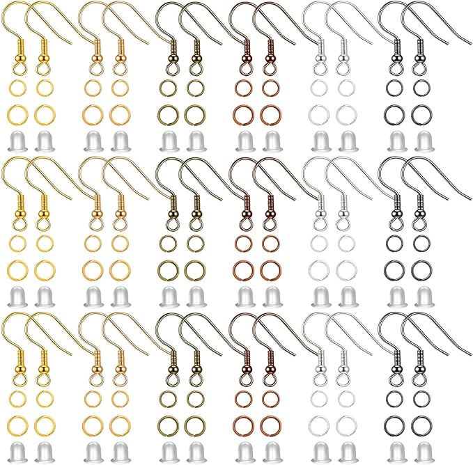 Cridoz 960PCS Earrings Making Supplies Kit with 240PCS Earring Hooks, 420PCS Jump Rings and 300PCS Earring Backs for Earring Making and Repair (Multicolors)