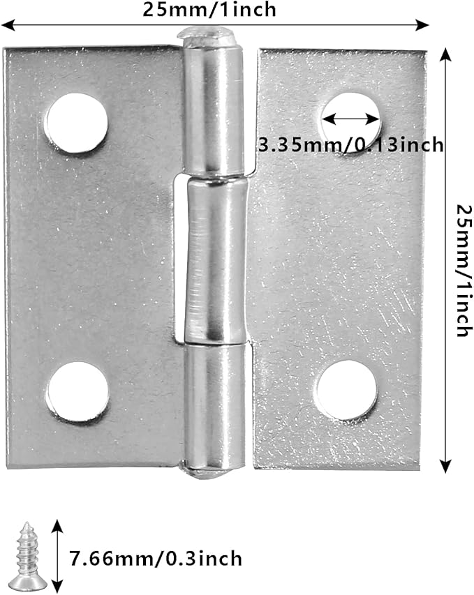 Piutouyar 6Pack Butt Hinge 1 Inch Mini 304 Stainless Steel Small Cabinet Folding Craft Hinges With Mounting Screws for Boxes Gate Drawer