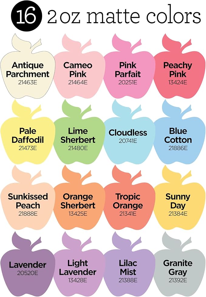 Apple Barrel, Acrylic Paint Set, 16 pc - 2 oz Bottles, Pastel Perfection, Perfect for DIY Arts and Crafts Projects