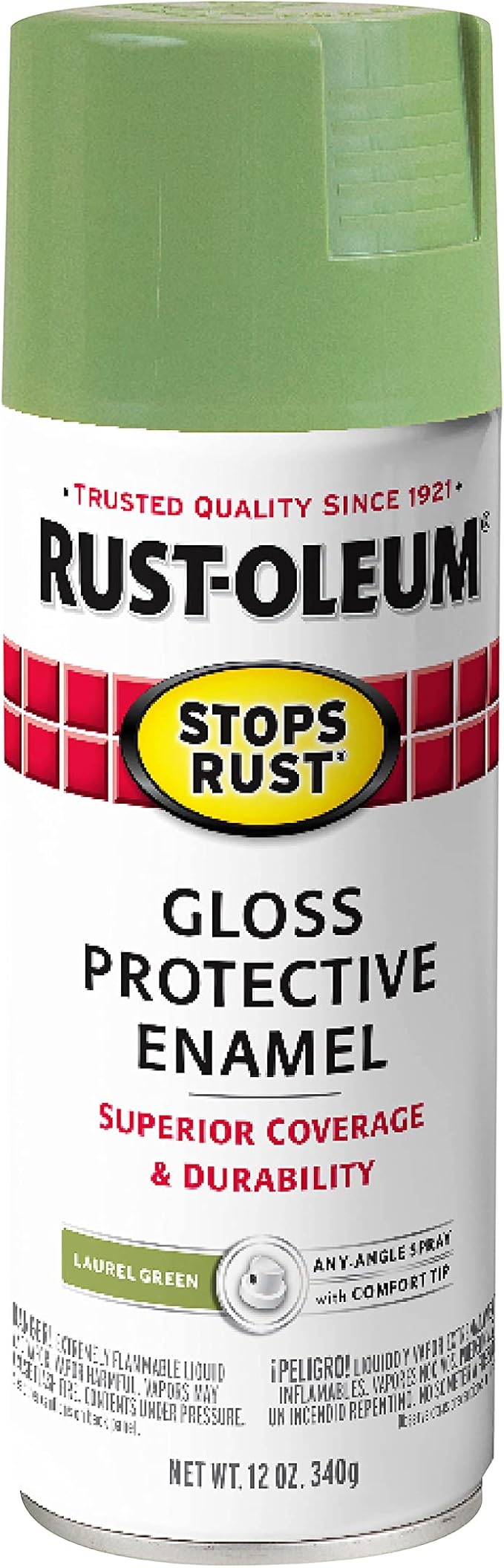 Rust-Oleum 365146 Stops Rust Spray Paint, 12 oz, Gloss Laurel Green
