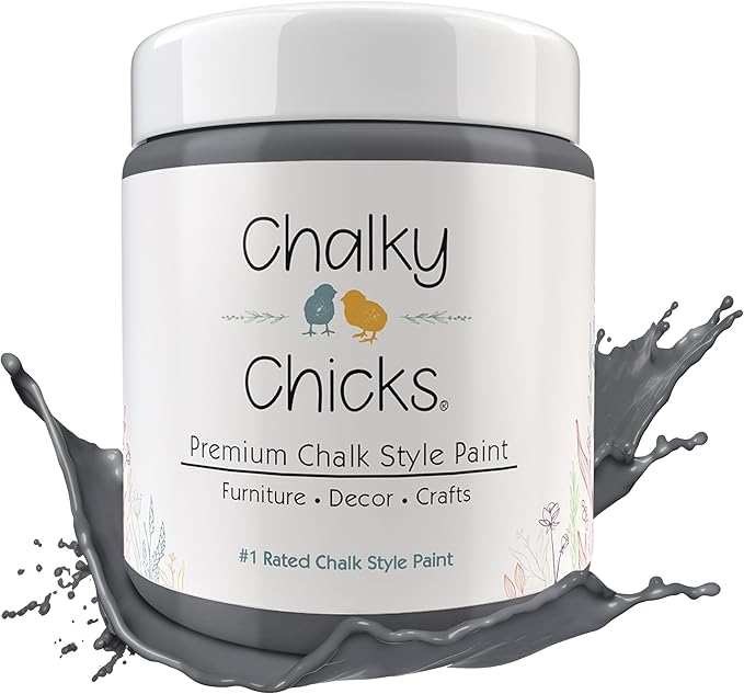 Chalky Chicks 16 Fl Oz Matte Nailed It (Blueish Gray) Chalk Paint for Furniture Without Sanding - No Prep Furniture Paint No Sanding All in One for Crafts, Walls, Cabinet, Metal, Dresser, Farmhouse