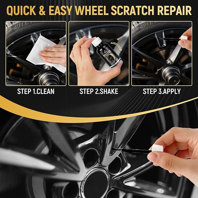 Black Touch Up Paint Rim Paint Wheel Scratch Repair Kit for Curb Rash & Scratches, Universal Black Enamel Repair Scratch Resistant 1.5 fl oz Car Touch Up Pen