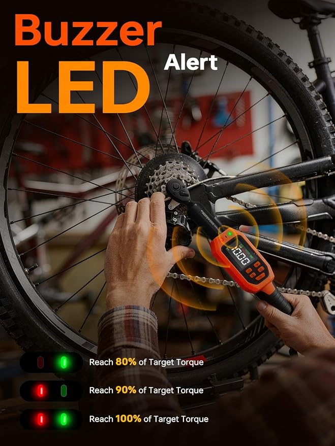 Matework 1/4 Torque Wrench Digital, (13.5-265 In-Lb/1.5-30 Nm), 12Pcs Inch Pound Digital Torque Wrench Set with Buzzer & LED Indicator, ±1% Accuracy, Sockets & Adapters for for Bike Moto Gunsmithing