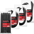 BethTie 300Pcs Zip Ties Heavy Duty (12"+20"+26"+36"), 220Lbs Ultra Strong Plastic Wire Ties, Large Cable Ties Extra Long Tie Wraps for Indoor and Outdoor, UV Resistant Wire Ties, Black