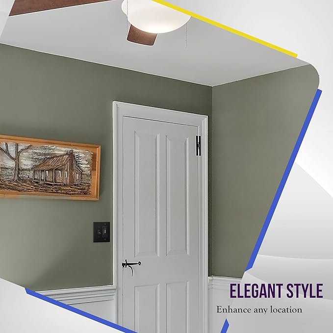 ENERLITES Combination Toggle Light Switch/Decorator Light Switch Plate, Double Switch Wall Plate, Mid-Size 2-Gang 4.88" x 4.92", Polycarbonate Thermoplastic, 881131M-BK, Black