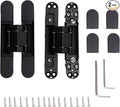 2-Pack 6 inch Hidden Door Hinges Heavy Duty Black, Invisible Concealed Hinges Zinc Alloy 6''x 2.5''x1Inch,180 Degree Swing Hinge, 3 Way Adjustable Hinge with Pins and Screws (2, Black)