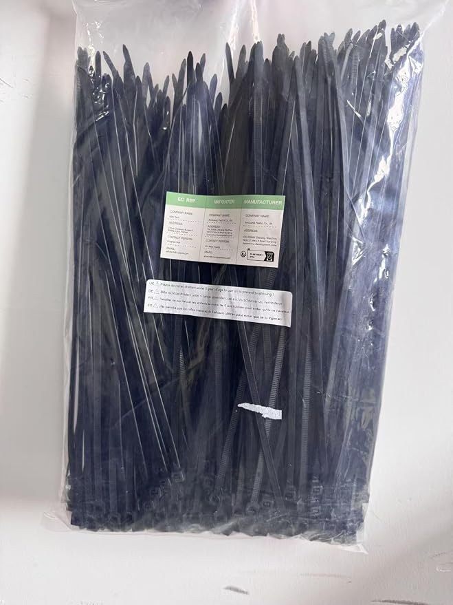 XINGO 8 Inch Black Cable Zip Ties (500 Pack), 40 Lbs Tensile Strength-Heavy Duty, Self-Locking Nylon Plastic Nylon Wire Ties for indoor and outdoor use