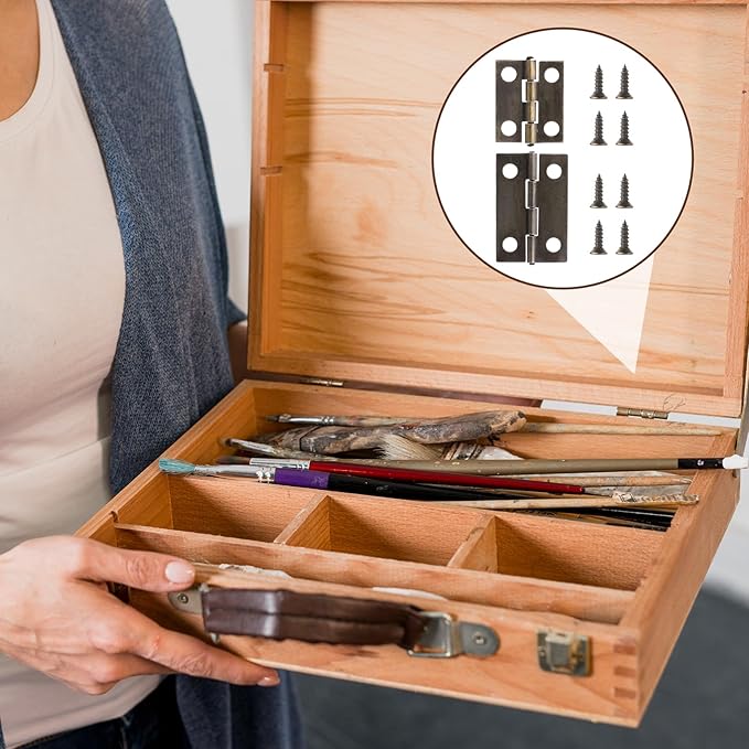 30 Pcs Small Mini Hinges, Retro Decorative Mini Hinge, Stainless Steel Folding Butt Miniature Hinge, 180 Degree Rotation Hinges with Screws for Cabinet Wooden Jewelry Box Crafts