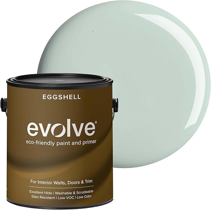 EVOLVE Interior Paint & Primer, Eggshell (Greenhouse), 1 Gallon – One-Coat Coverage, Excellent Hide, Low VOC, Low Odor, Washable Paint for Walls, Doors & Trim