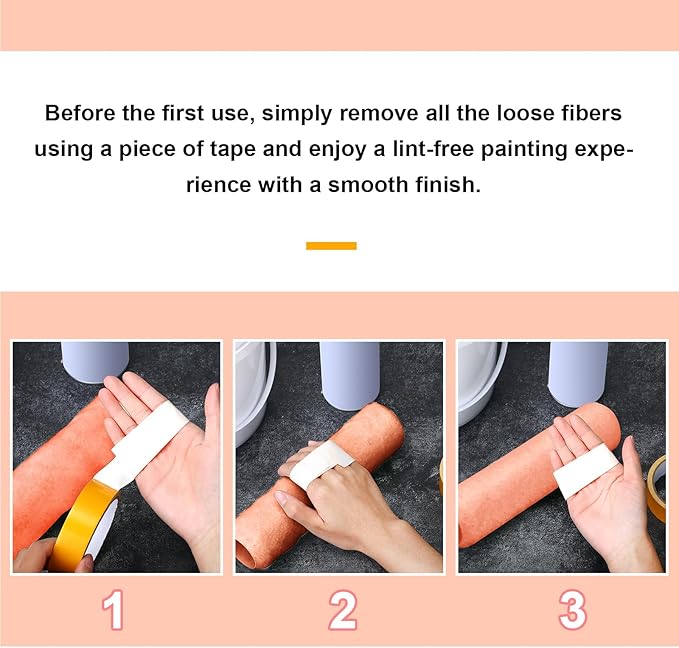 Gisafai 24 Pcs Paint Roller Covers Paint Rollers for Painting Walls Roller Paint Brush 3/8 Inch Nap Microfiber Roller Naps House Painting Supplies Paint Roller Kit for Walls Ceilings (Orange,9 Inch)