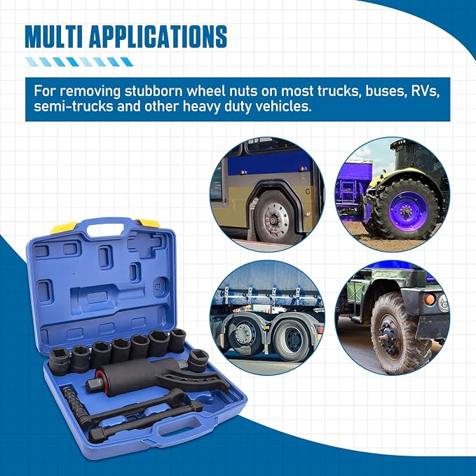 Heavy Duty Torque Multiplier Wrench Set - 1:64 Torque Wrench Set 11PCS Labor Saving Torque Multiplier Wrench Lug Nut Remover Lug Nut Wrench Set 1'' Drive 4800 NM with 8PCS CR-V Sockets Set (24-38MM)