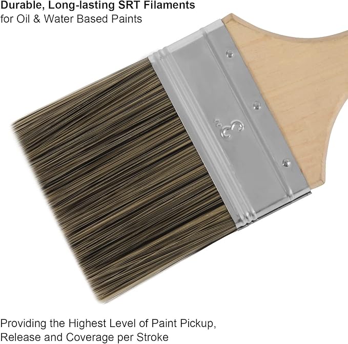 Double Thick Chip Paint Brush, Wood Stain Brushes for Painting Walls and Fence Staining, Wooden Handle Masonry Paintbrush for Varnish, Paste, Gesso and Limewash (3 inch)