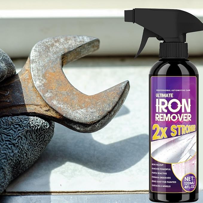 120ml Iron Remover Car Detailing, Car Rust Removal Spray, Long-Lasting Stain Removal Multipurpose Detailing Rim Cleaner for Motorcycle Brakes Tires Exterior Calipers Paint Boat Rv